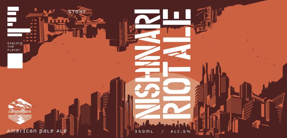 Ryo Okomoto's wraparound artwork for the Riot Ale can.