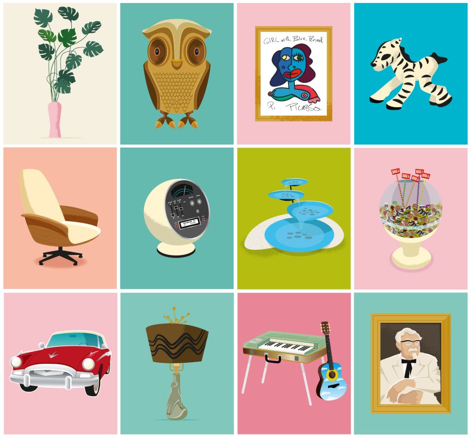 A selection of individual illustrations Neal created.